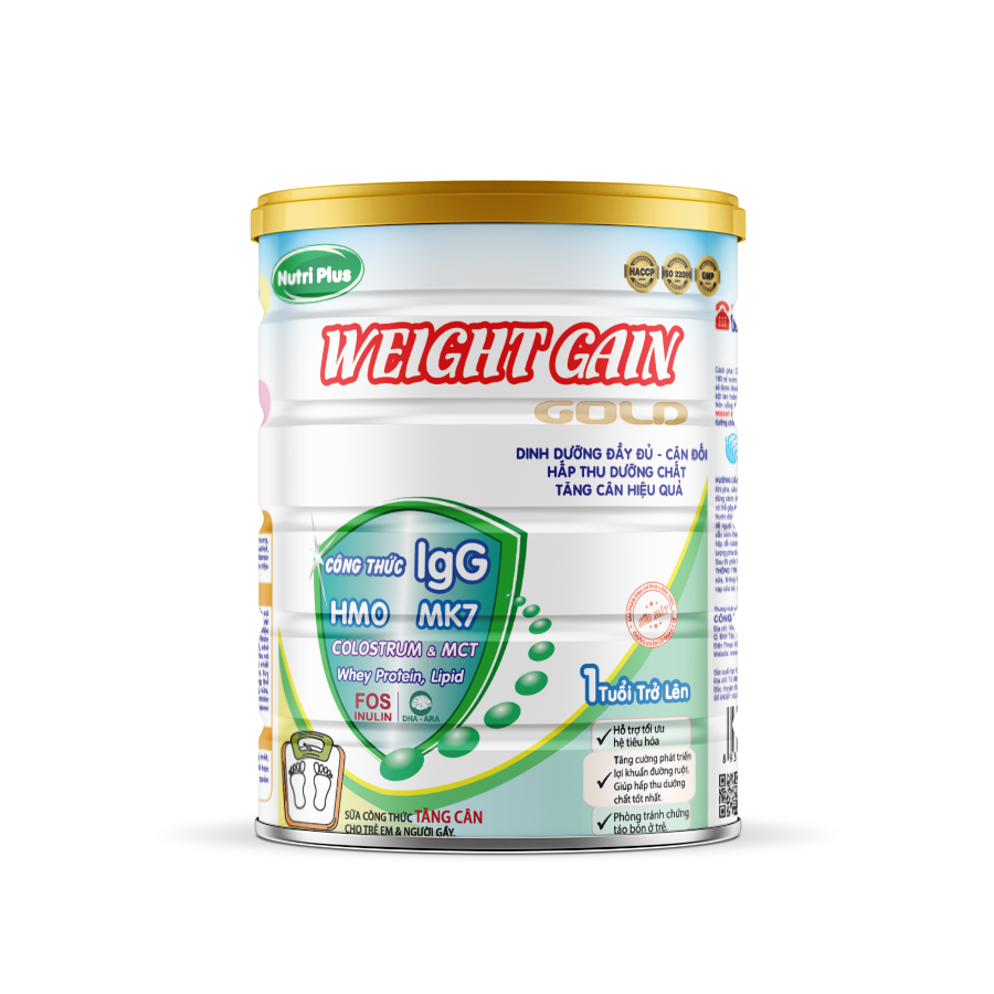 Sữa Bột WEIGH GAIN Dinh Dưỡng Dành Cho Người Gầy Và Cần Tăng Cân (900G)_Nutri plus_NWG45