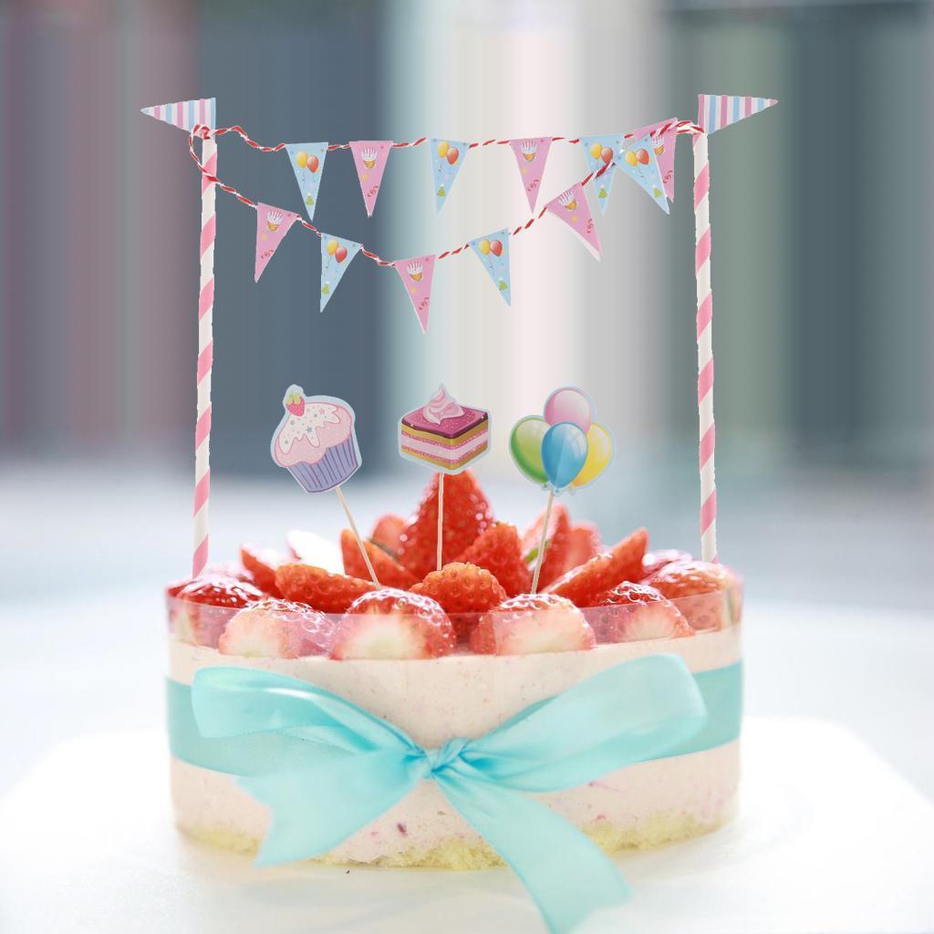 5 Pieces Lovely Balloon Cake Topper Cake Banner Cupcake Picks Cake Wrapper
