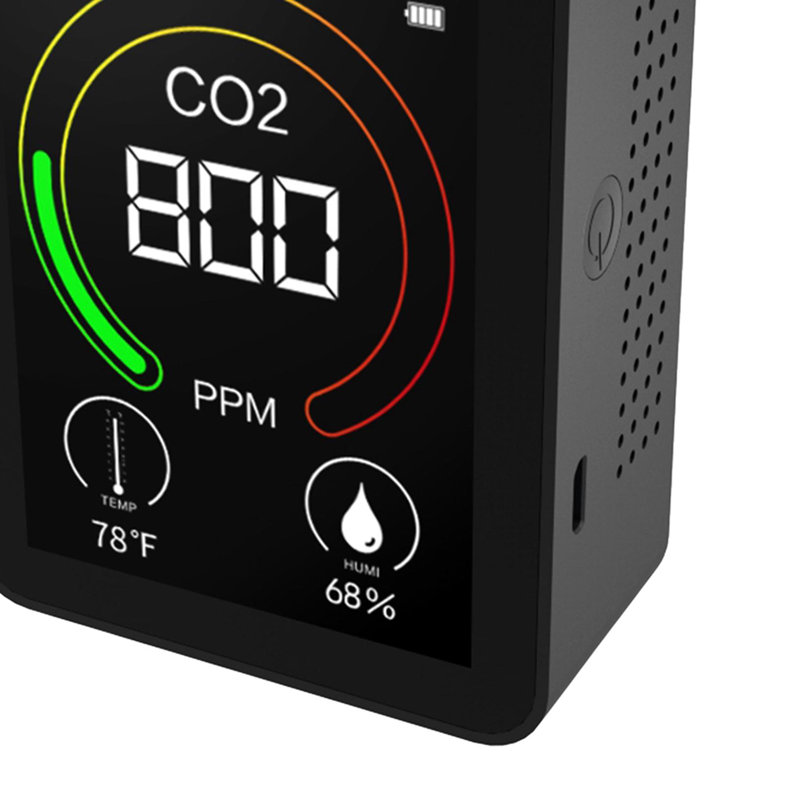 Air Quality Tester Indoor CO2 Meter for Home 1500mah Temperature and Humidity Detector Real Time Display Accurate Carbon Dioxide Sensor 400-6000PPM
