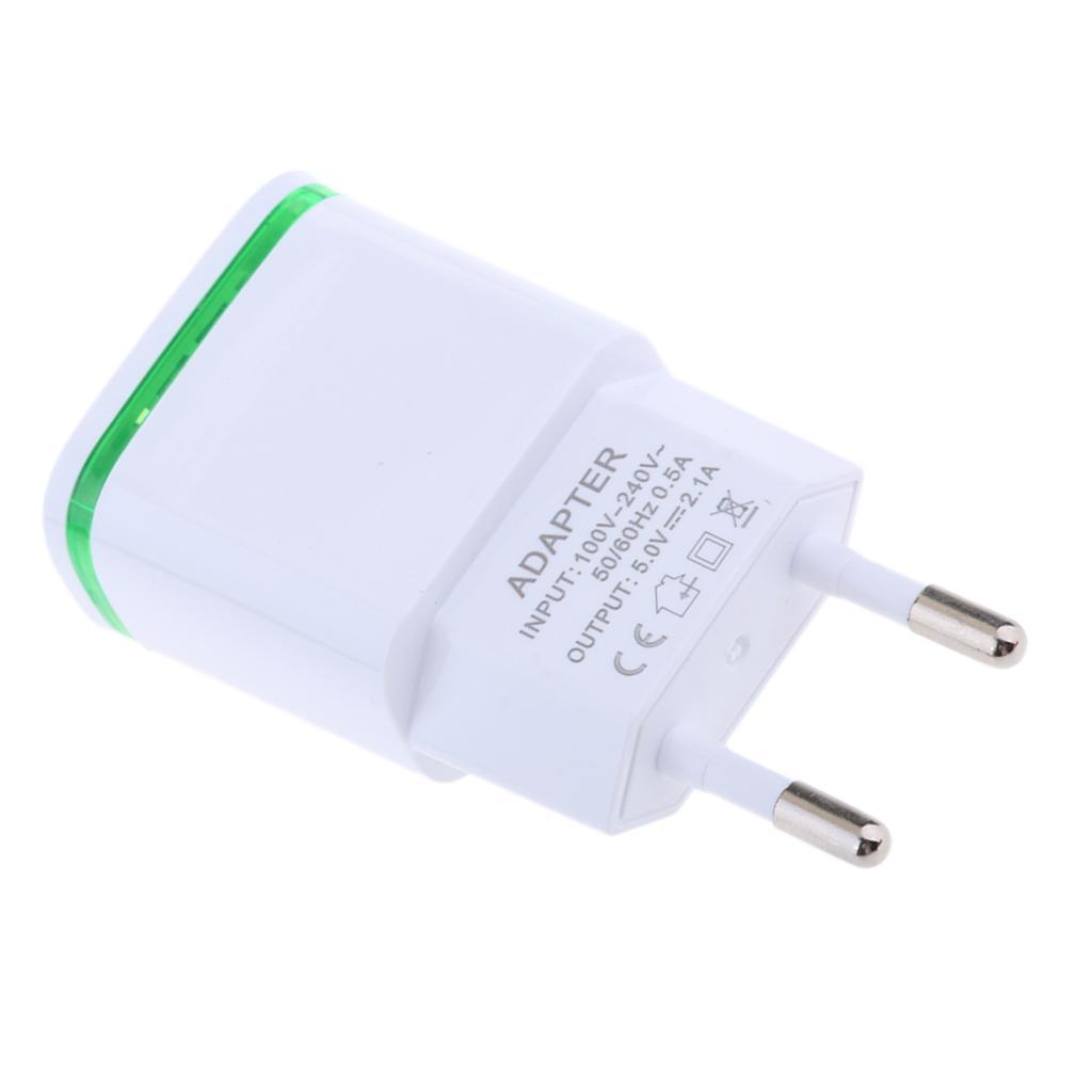 2.1A 2Port USB Travel Home Wall Power Adapter Charger LED Portable EU