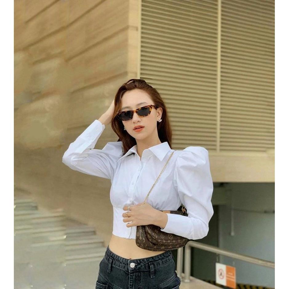 Áo Sơ Mi Croptop Vai Phồng tay Dài CLASSIC (TRẮNG)