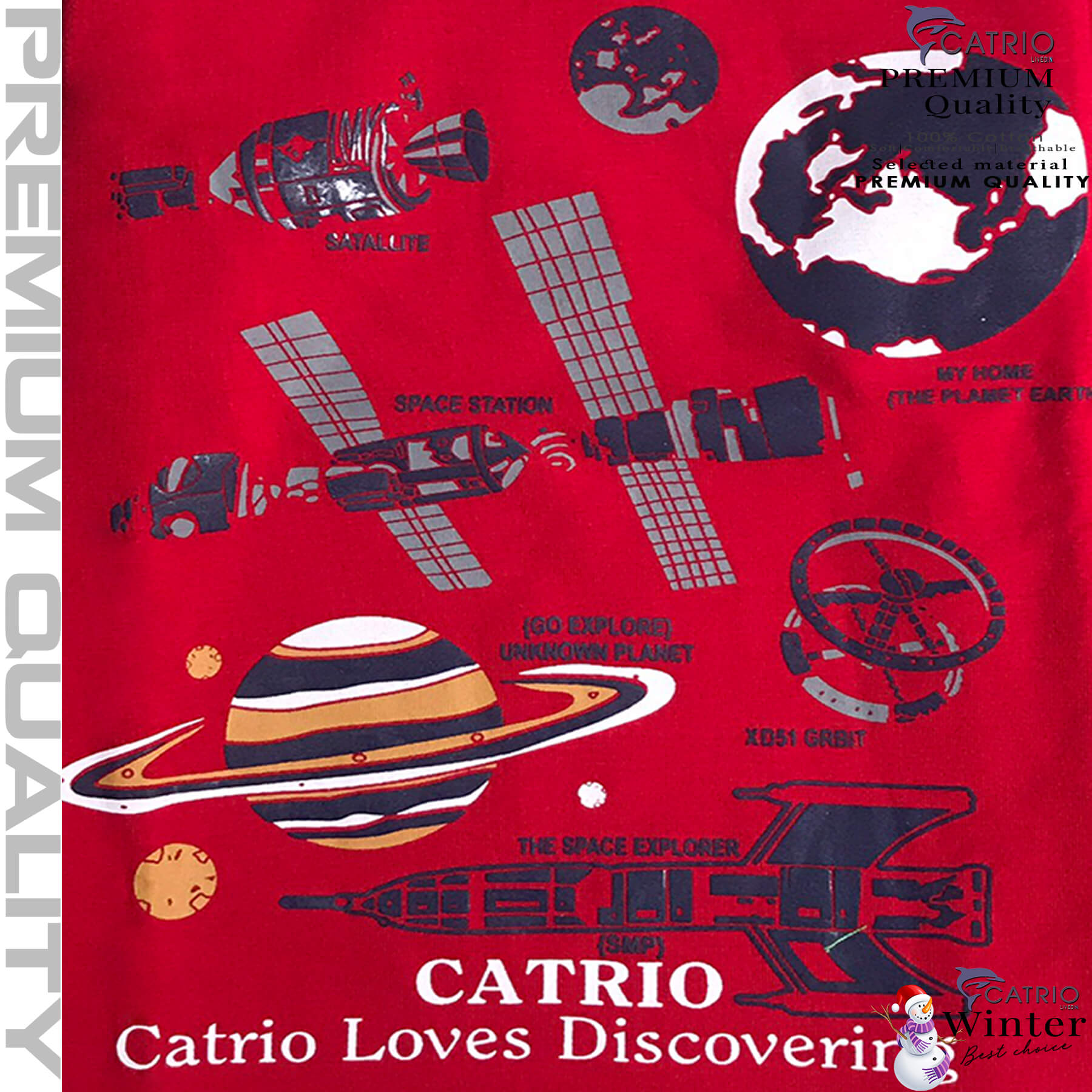ÁO THUN DÀI TAY BÉ TRAI CATRIO in SPACE TRÁI ĐẤT màu ĐỎ là áo phông tay dài trẻ em từ 8kg 10kg 12 kg .. 30kg  cổ tròn vải dệt kim co giãn 4 chiều + quần dài cotton thành bộ đồ thu đông cho bé rất đẹp