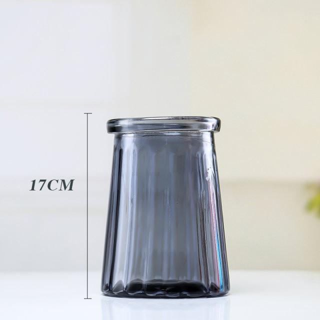 Lọ hoa thủy tinh màu sắc độc đáo phong cách Bắc Âu dùng cắm hoa nghệ thuật cao 17cm