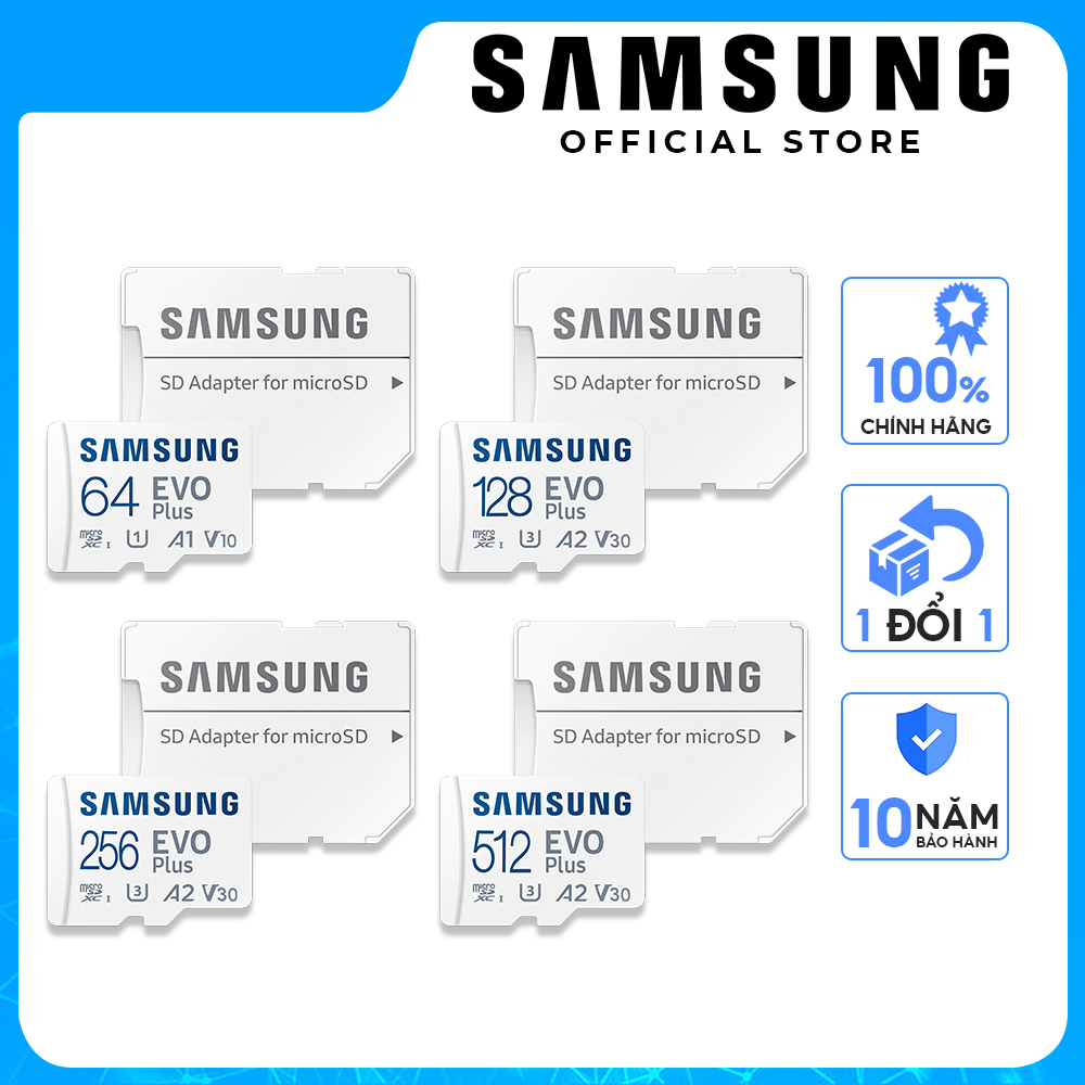 Thẻ Nhớ Samsung Evo Plus Microsdxc 32Gb 64Gb 128Gb 256Gb 512Gb - Hàng Chính Hãng - 256Gb