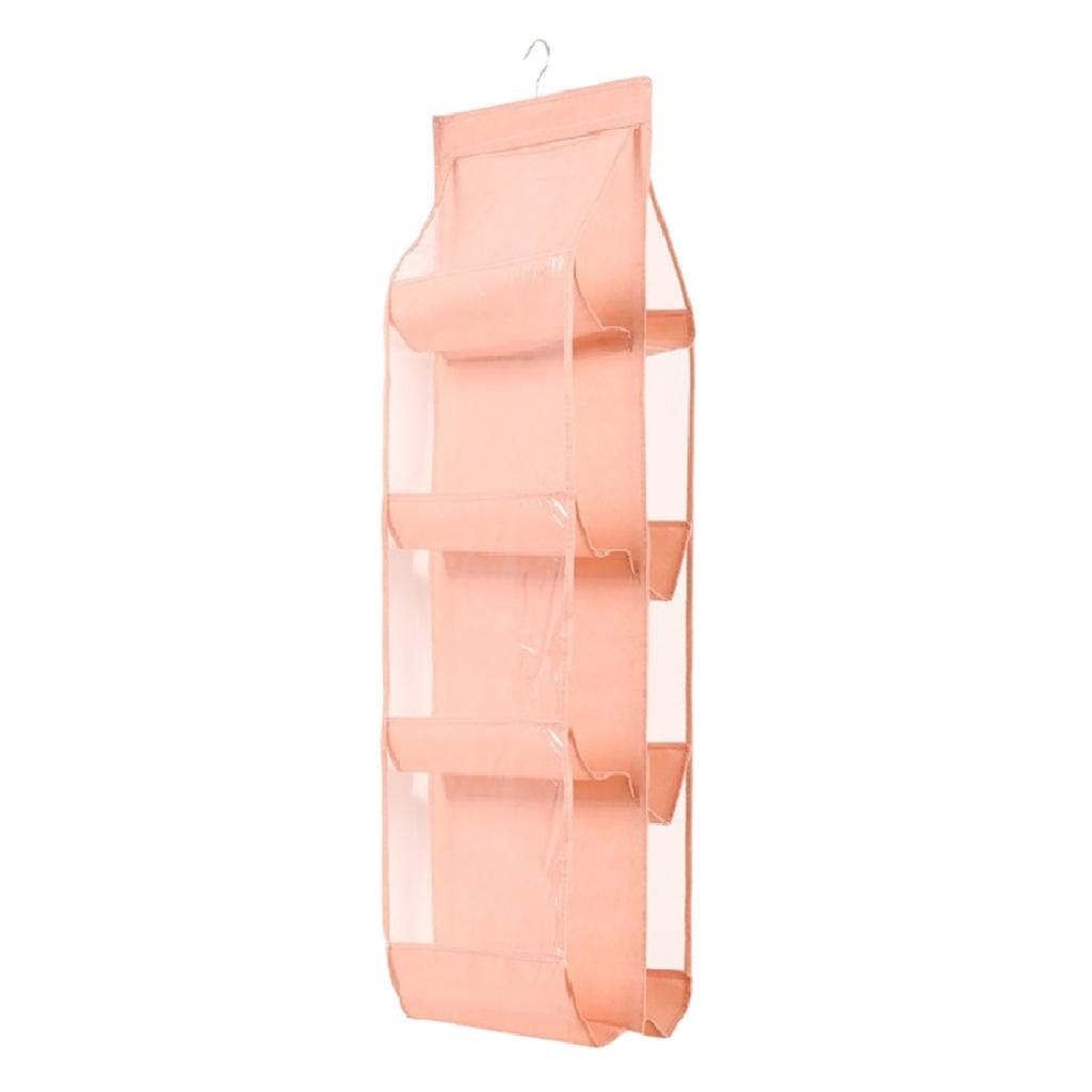 8 Storage Pockets Handbag Hanging Organizer Bag Collection Organizer Pink