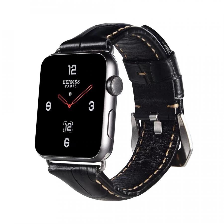 Dây da đeo thay thế cho Apple Watch 42mm/ 44mm Kakapi da bò thật (Vân) - Hàng chính hãng