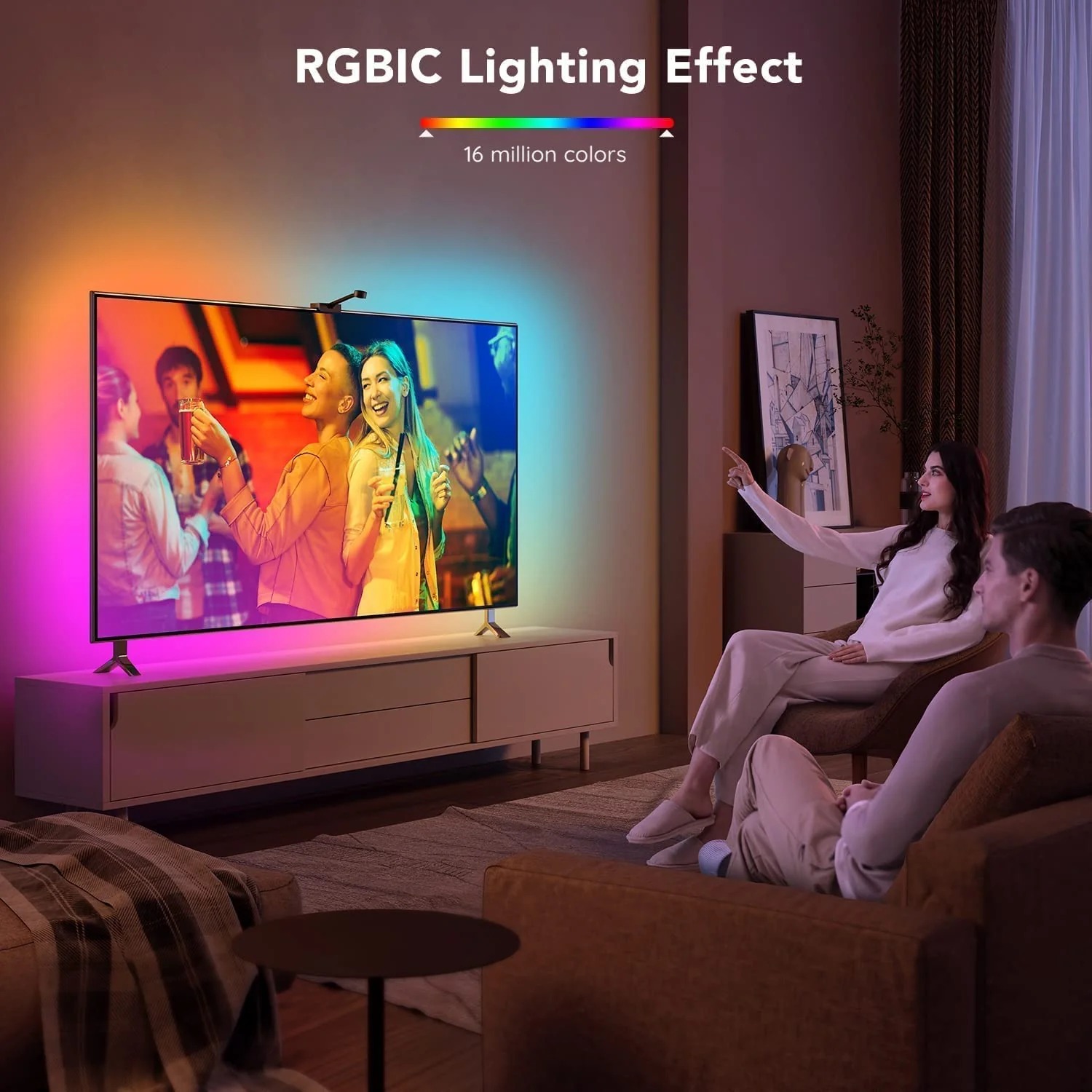 Dây đèn LED trang trí TV Govee Immersion WiFi TV Backlights H6199 | Led thông minh cho rạp phim tại gia, cảm biến âm thanh, công nghệ màu RGBIC| Hàng chính hãng