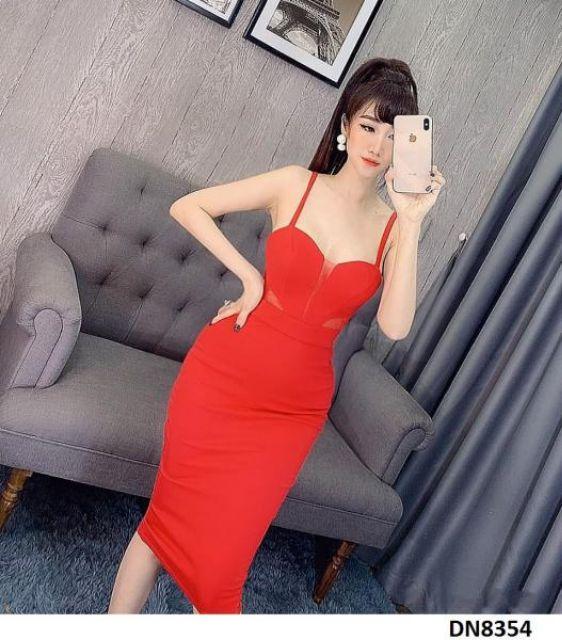 Đầm body hở eo phối lưới sexy