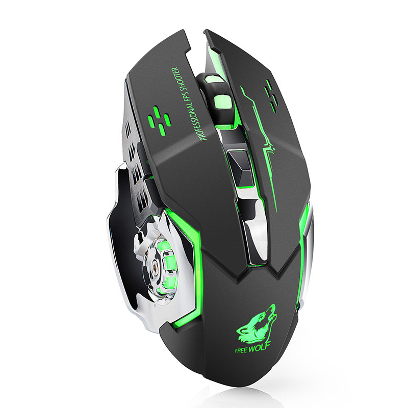 Chuột không dây game thủ tích hợp pin sạc và đèn LED, nút bấm chống ồn - Promax Free Wolf X8 - Hàng Chính Hãng