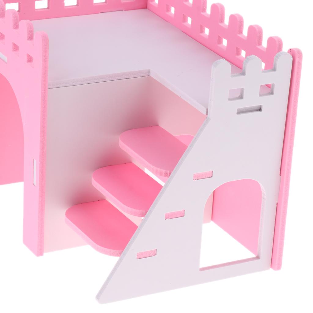Hamster Guinea Pig House Hideout Playground Exercise Toy With Ladder Pink
