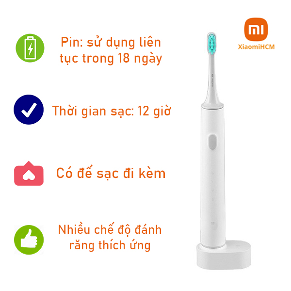 Bàn chải đánh răng Xiaomi Mijia T500 - Hàng chính hãng - Bàn chải thông minh Xiaomi kết nối app chải răng siêu sạch, đánh tan mảng bám vết ố