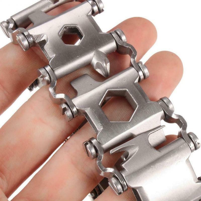 29 IN 1 Multi Functions Bracelet for Outdoor Camping Hiking Travel EDC Tool Stainless Steel Multi Tool Bracelets Multi-Tool
