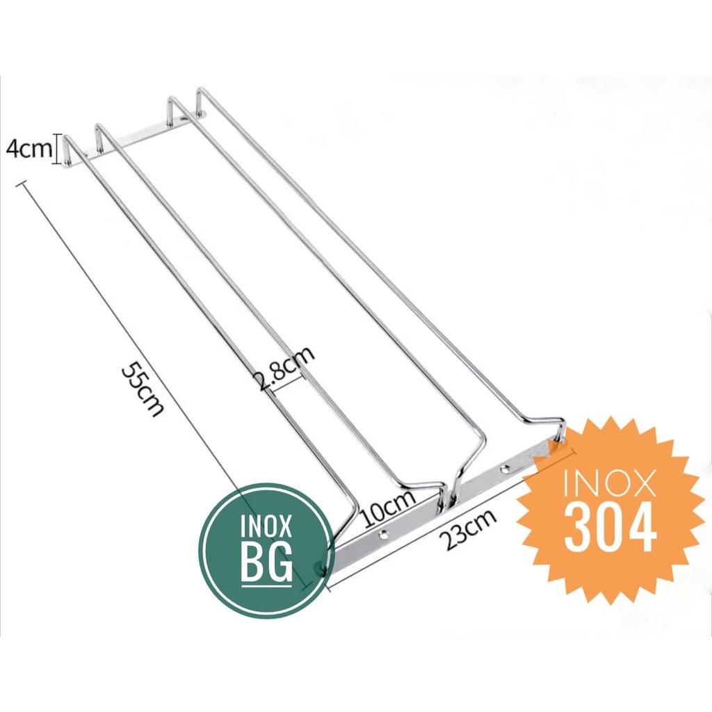 Giá treo ly, gài ly sâu 55cm chất liệu inox 304 bền bỉ với thời gian