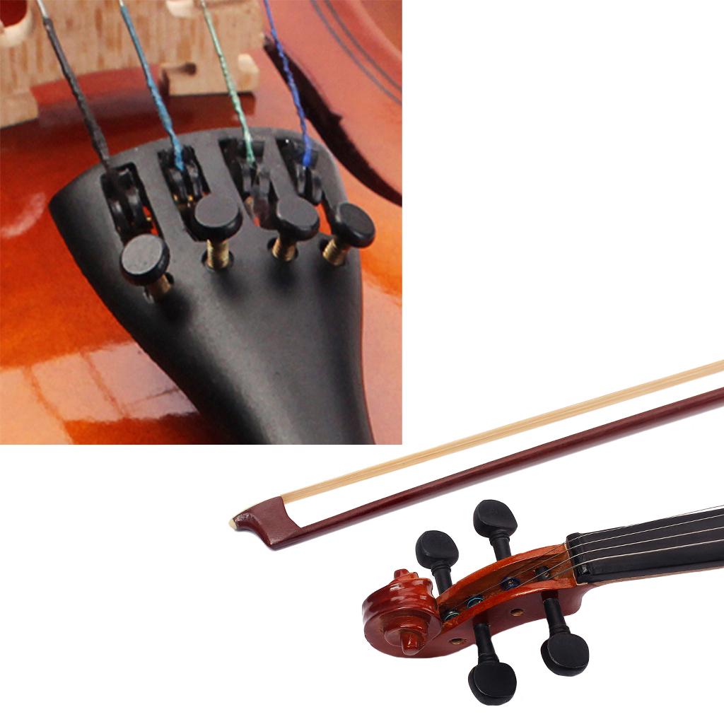 Ebony Wood Violin Tailpiece+Tuning Pegs+Endpin for 4/4 Violin Fiddle Parts