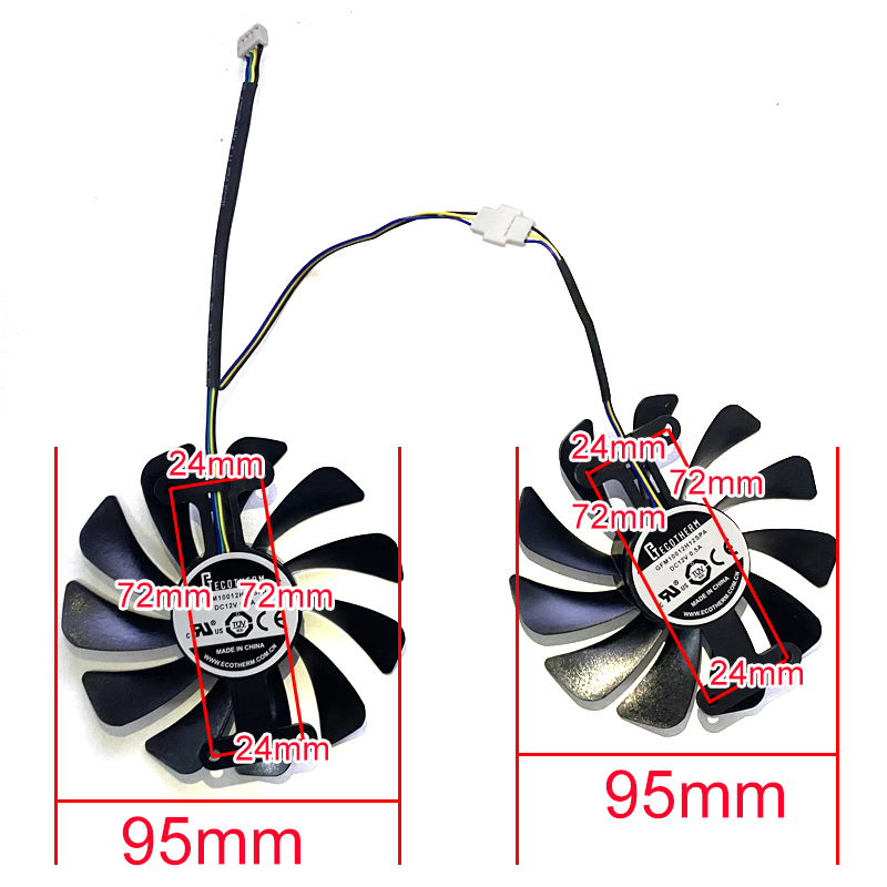 2PCS 95MM 4PIN 12V GTX 1070 GPU Fan For KFA2 GALAXY GeForce GTX 1070 1070Ti 1080 EXOC SNPR Graphics Card cooling replace Fans