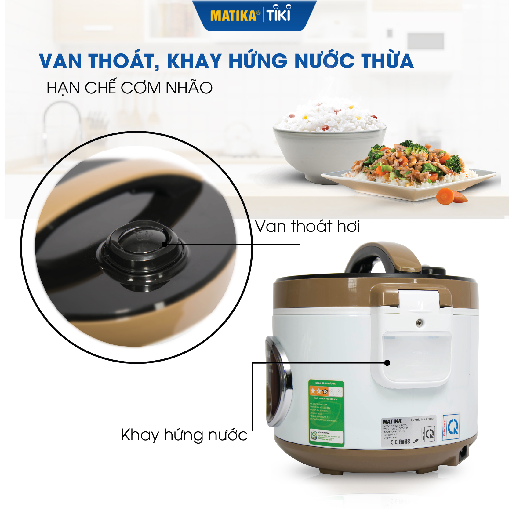 Nồi Cơm Điện MATIKA 1L MTK-RC10 - Hàng chính hãng