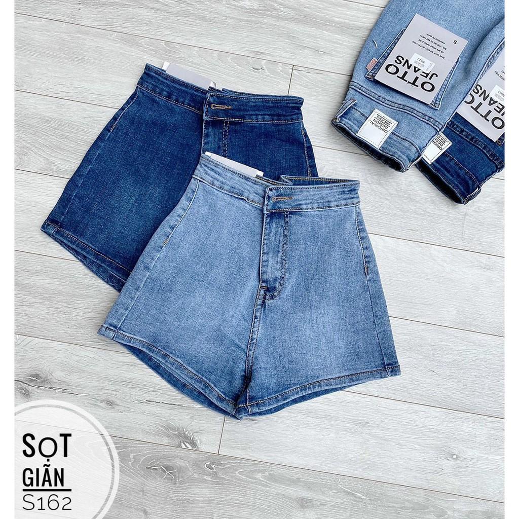 Quần short jean nữ lưng siêu cao mẫu trơn không túi