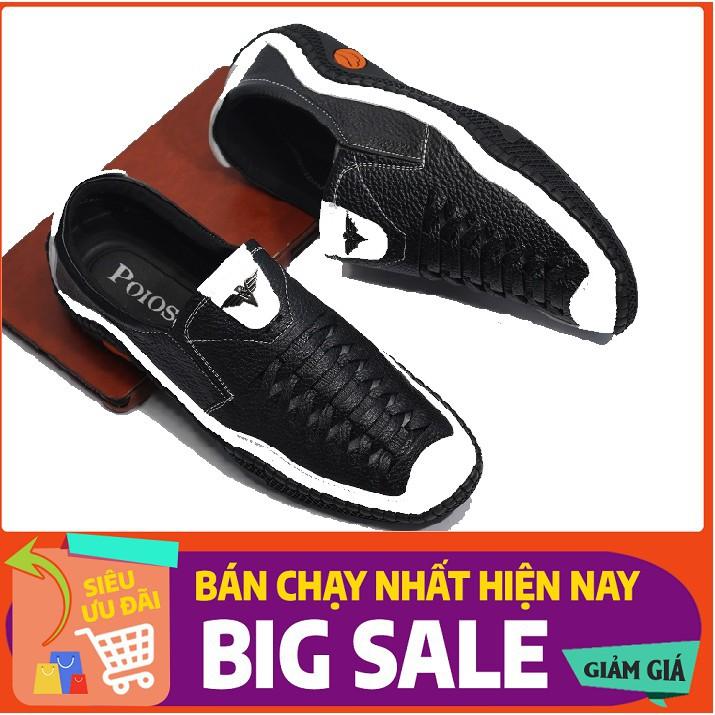 Giày lười nam da bò nam cao cấp 2 màu nâu và đen R0508