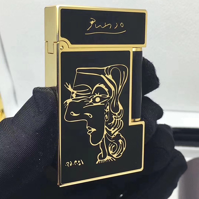 Vỏ Hột Quẹt Bật Lửa Upon D193 Họa Tiết Sơn Mài Đen Viền Vàng Họa Tiết Chân Dung Cô Gái Tuyệt Đẹp - Dùng Ga Đá Cao Cấp
