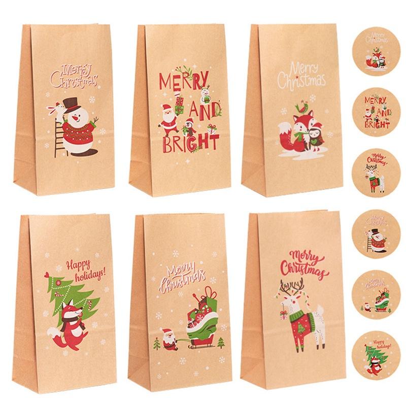 Set 24 Túi Giấy Đựng Bánh Kẹo Họa Tiết Giáng Sinh Dễ Thương
