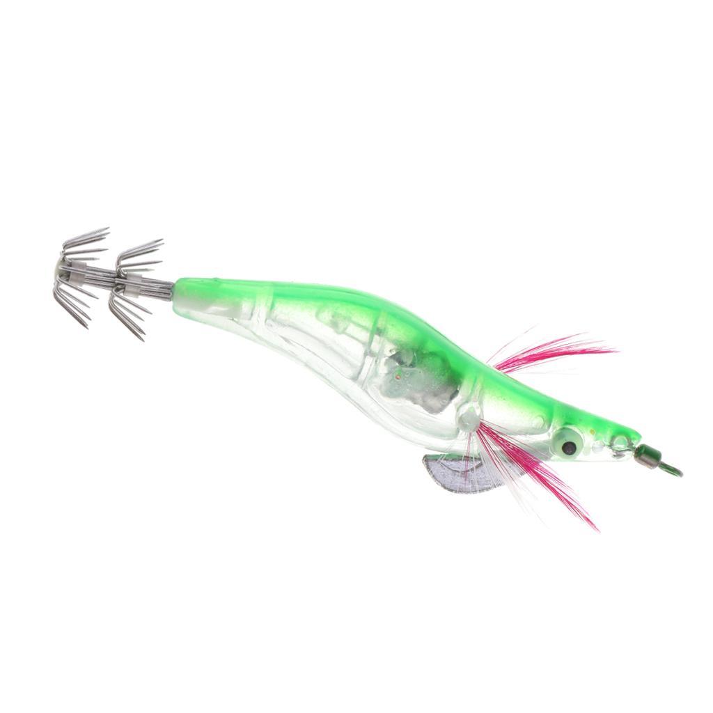 Glow In Dark Squid Jigs Hooks Green Shrimp Fishing Lures With Luminous Hook