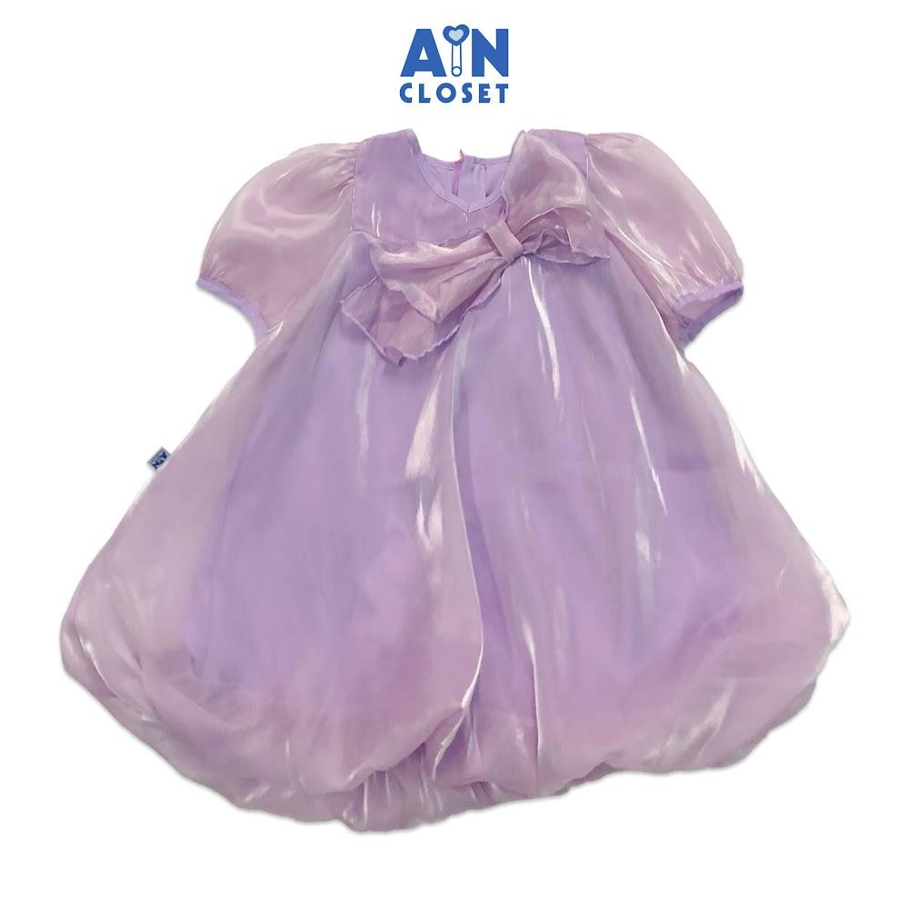 Đầm công chúa bé gái Nơ tím tay lỡ organza - AICDBGEVHKZH - AIN Closet