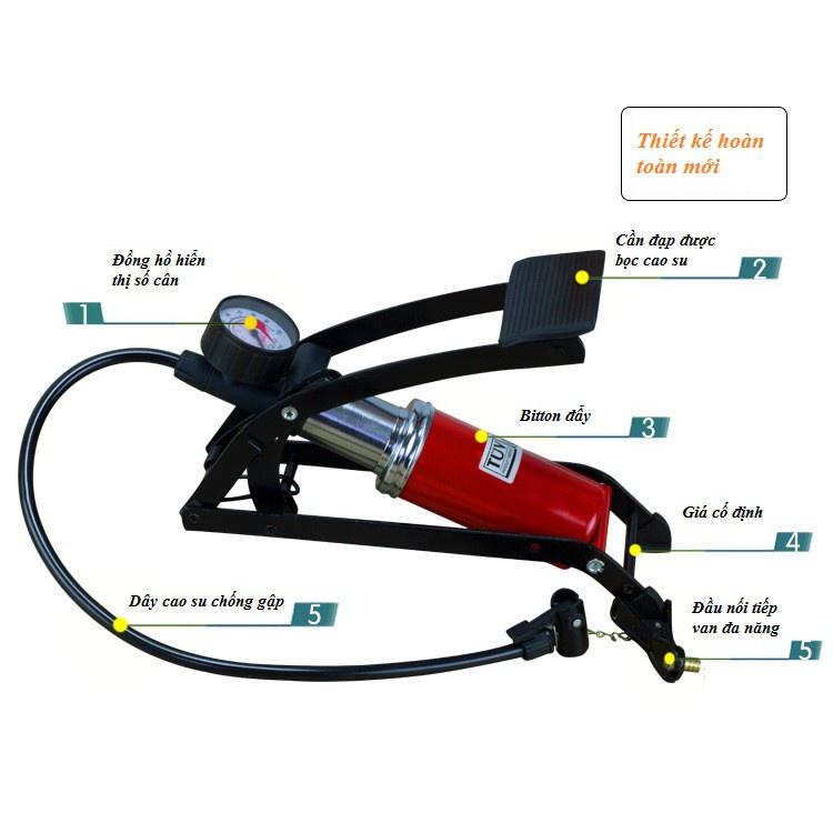Bơm đạp chân 1 piston dùng cho ô tô-xe máy-bơm hơi đạp chân 1 nòng-Gấp gọn tiện lợi dễ mang theo-Yumeshop94