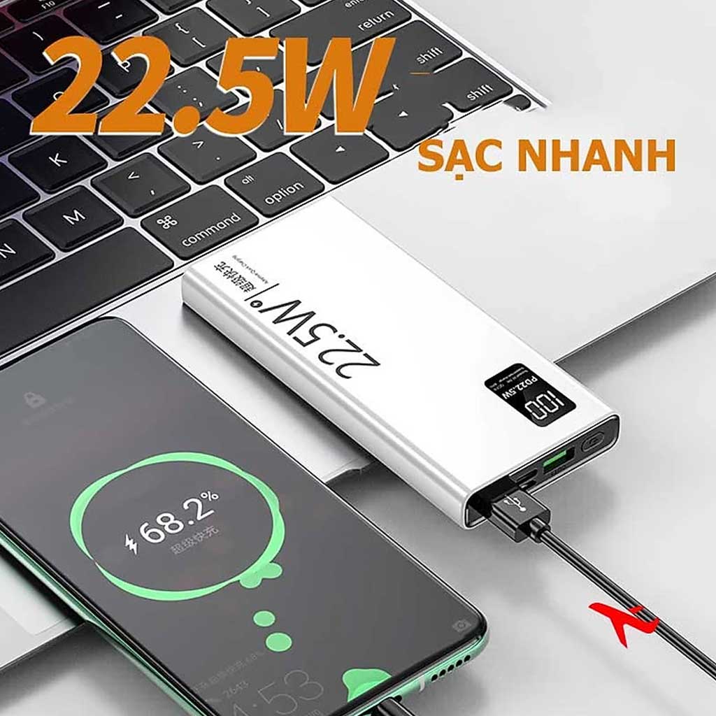 Pin Sạc Dự Phòng 10.000mAh PIX-LINK K7 - 2 Cổng sạc siêu nhanh 22.5W, Type-C 20W, Kích Thước Mỏng và Nhẹ - Hàng chính hãng/ Hàng nhập khẩu