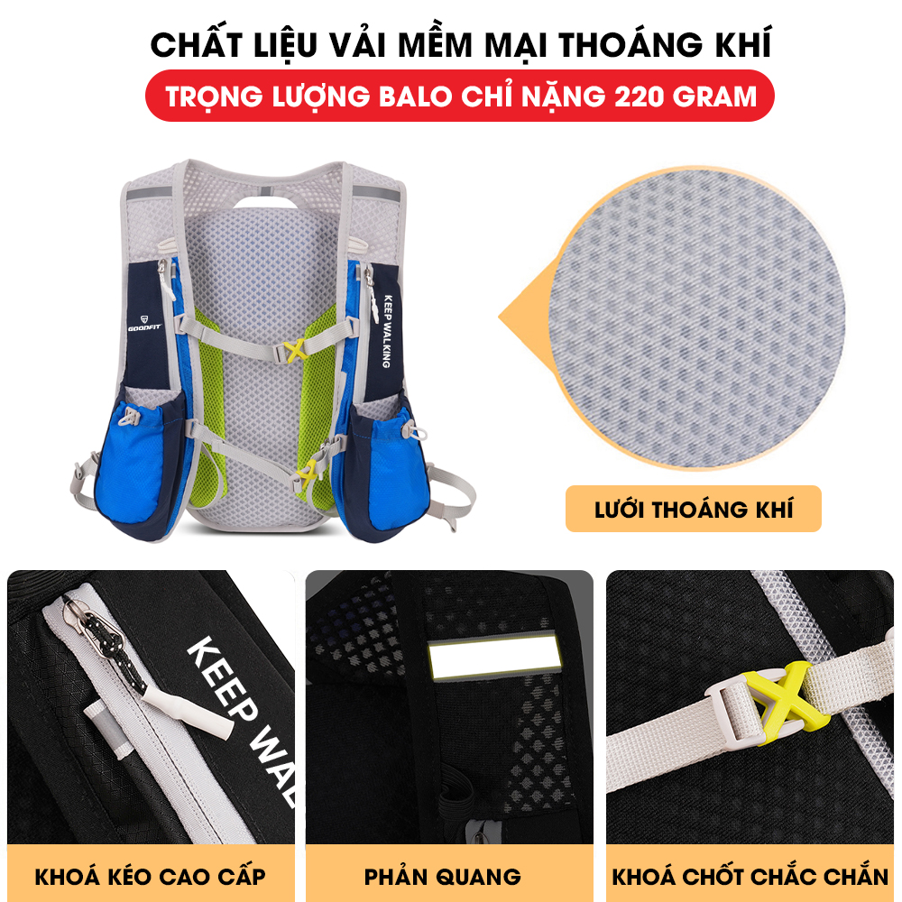 Vest nước, balo chạy bộ, đạp xe, leo núi dã ngoại thể thao Goodfit GF303RV