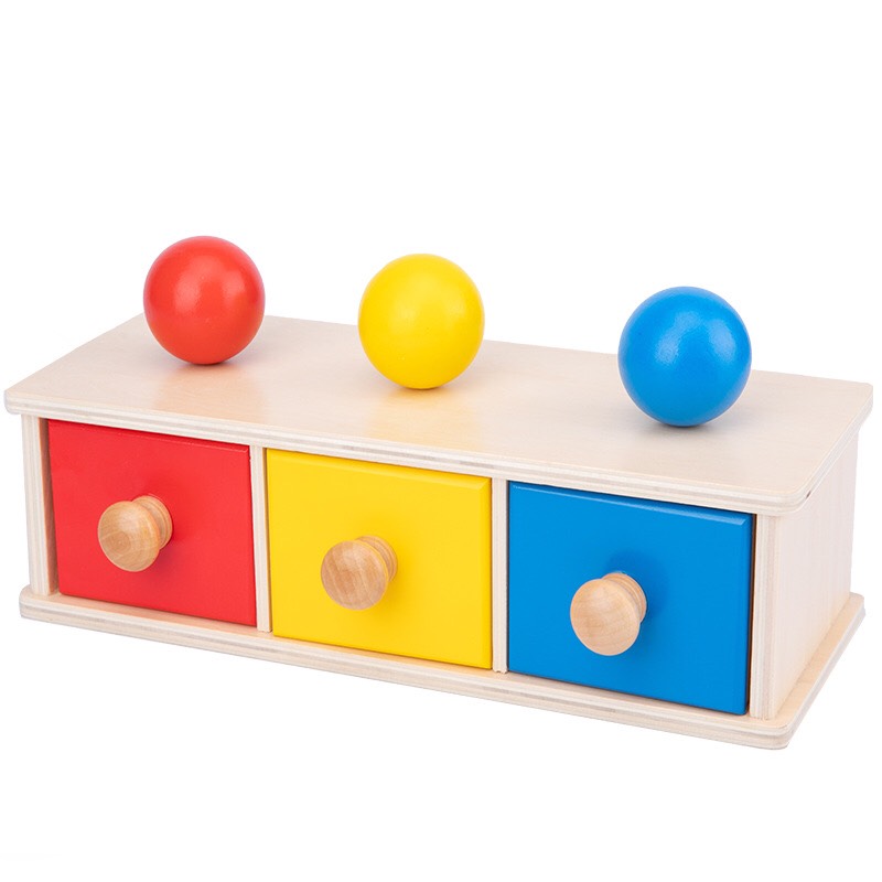 Đồ chơi gỗ phát triển giác quan cho trẻ từ 1 tuổi. Giáo cụ Montessori Hoạt động hộp 3 ngăn