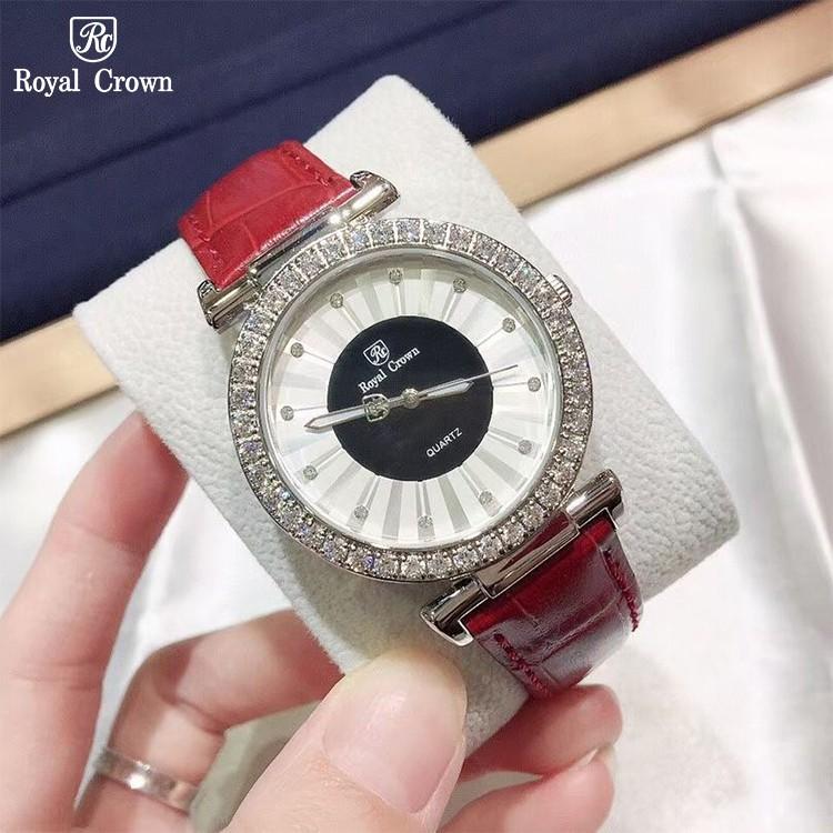 Đồng Hồ Nữ Chính Hãng Dây Da Royal Crown 4611 Chống Nước Chống Xước