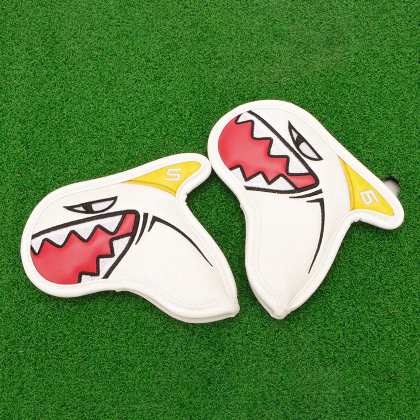 9x Shark Golf Iron Head Covers Leather PU Golf Club Headcovers
