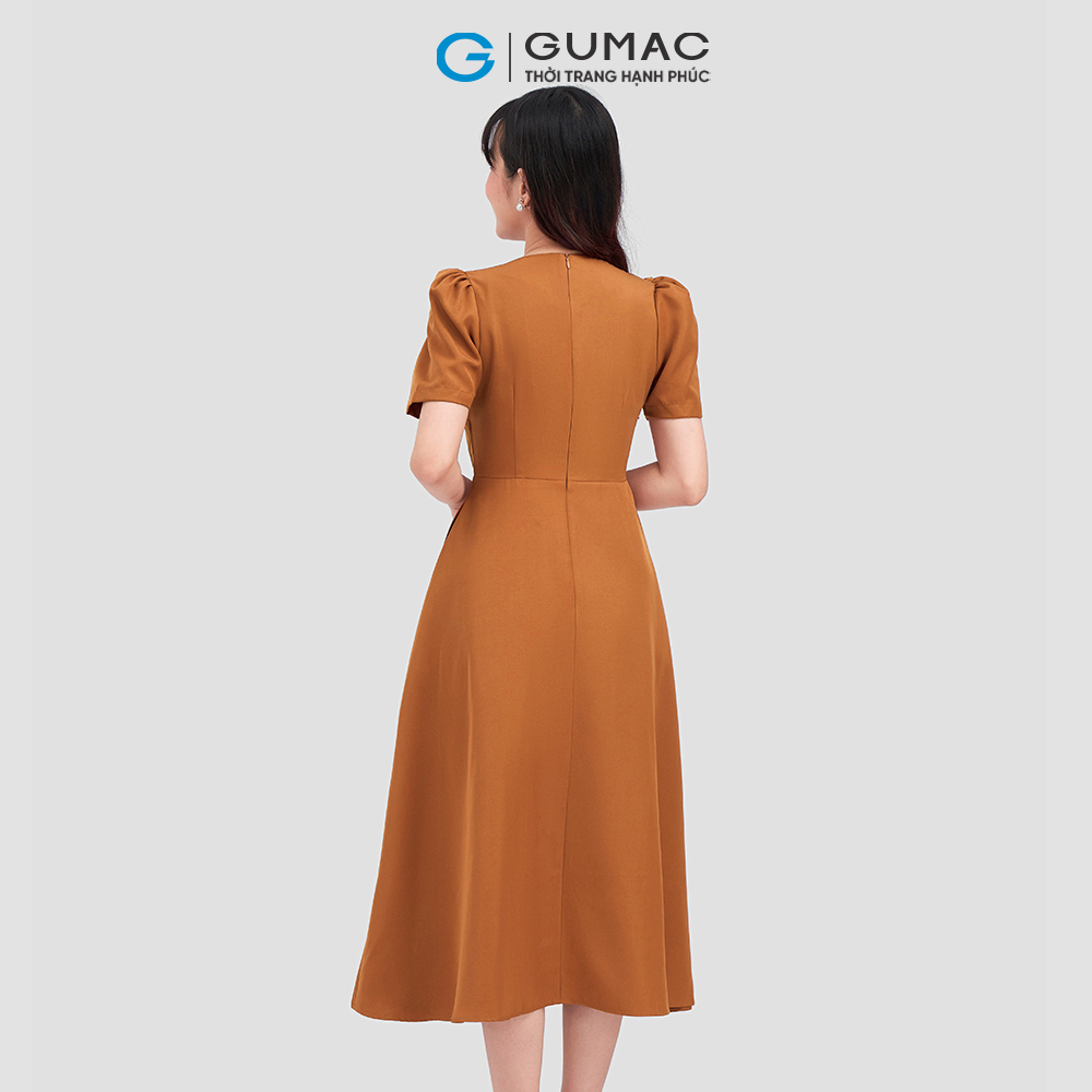 Đầm xòe GUMAC LD1117 tay nhún thanh lịch