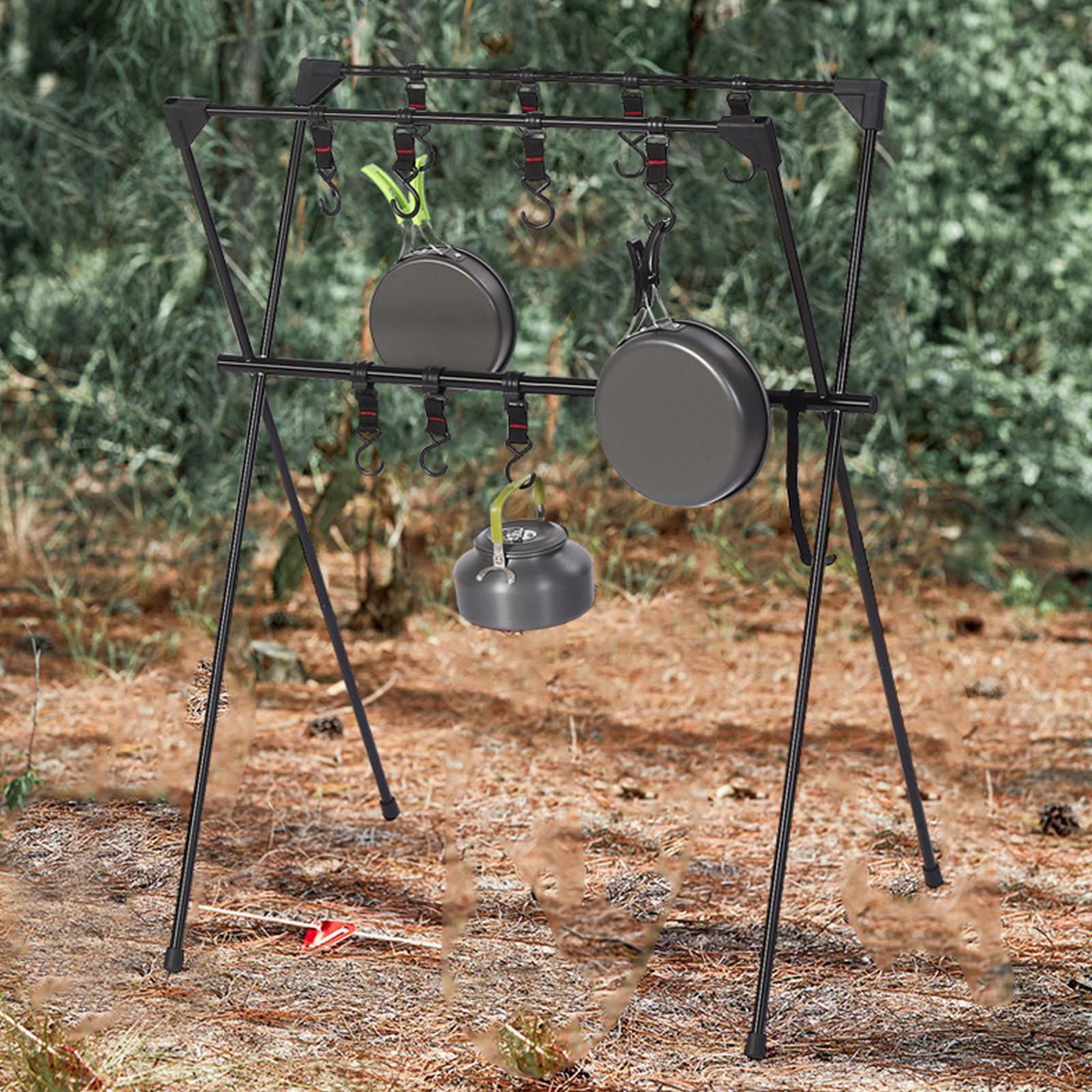 Portable Camping Hanging Rack Folding Tripod Triangle Rack Stand for Backpacking