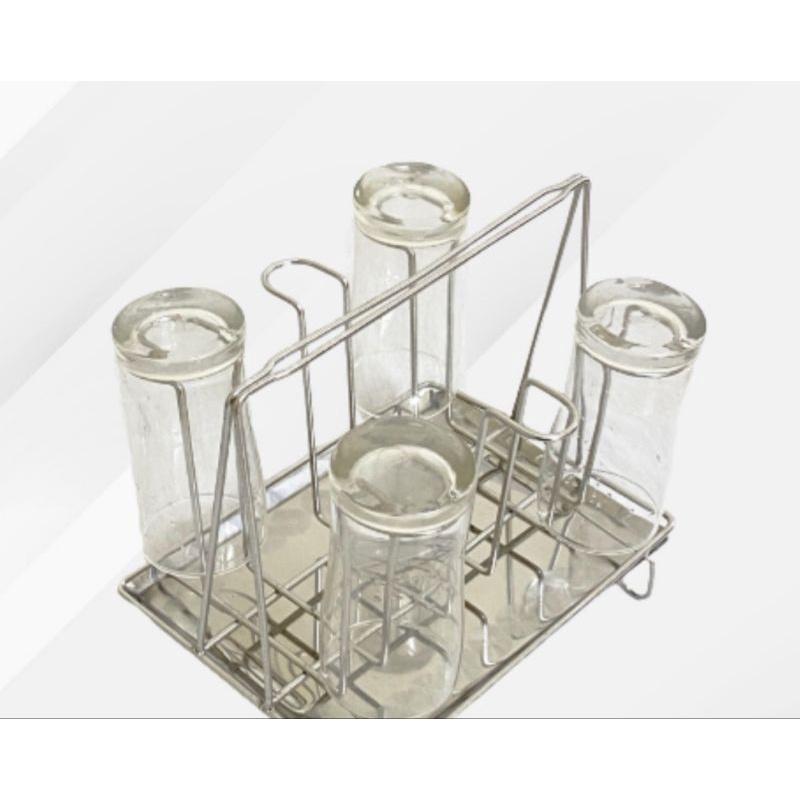 Kệ Úp Ly Inox Có Khay Hứng Nước
