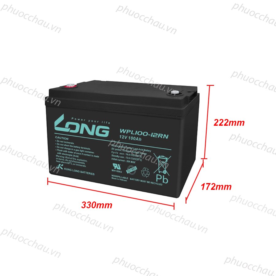 Ắc Quy LONG WPL100-12RN (12V-100Ah)