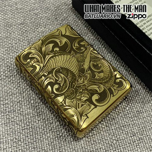 Bật Lửa Zippo Armor 168 Khắc Hình Rồng Uốn Lượn 4 Mặt – Zippo 168.R4M