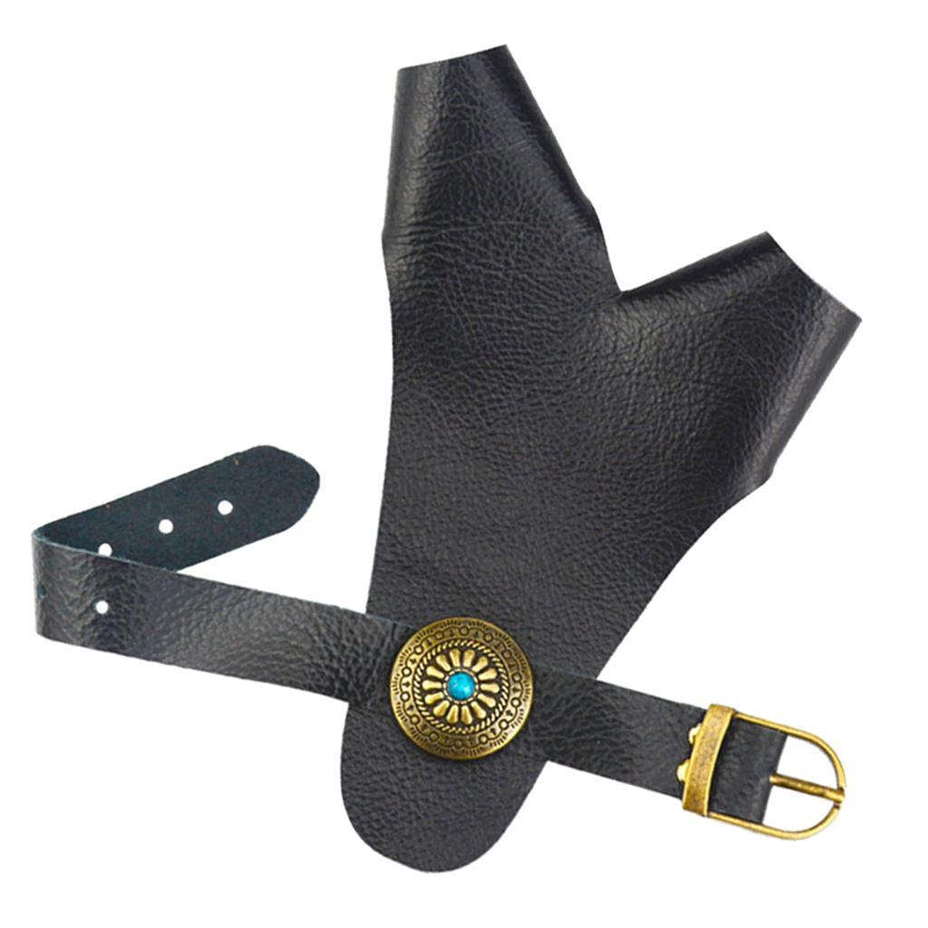 Cow Leather Finger Tab Protector Gloves Arm Hand Guard Tool Black