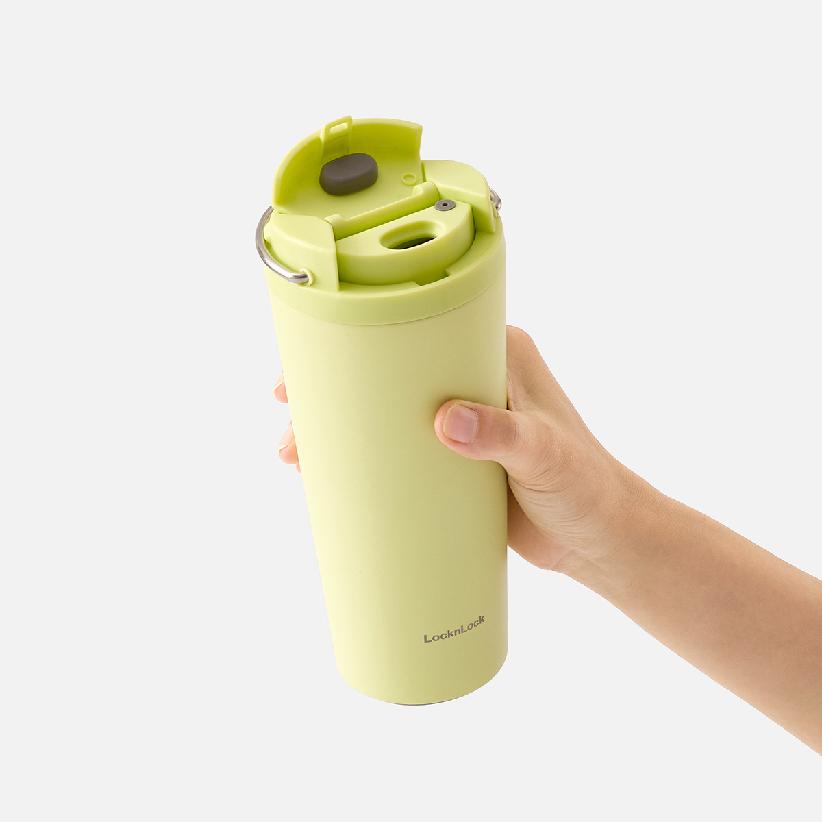 Ly Giữ Nhiệt LocknLock Bucket One Touch LHC3345 550ml, Hàng Chính Hãng, Quai Xách Tiện Lợi - JoyMall