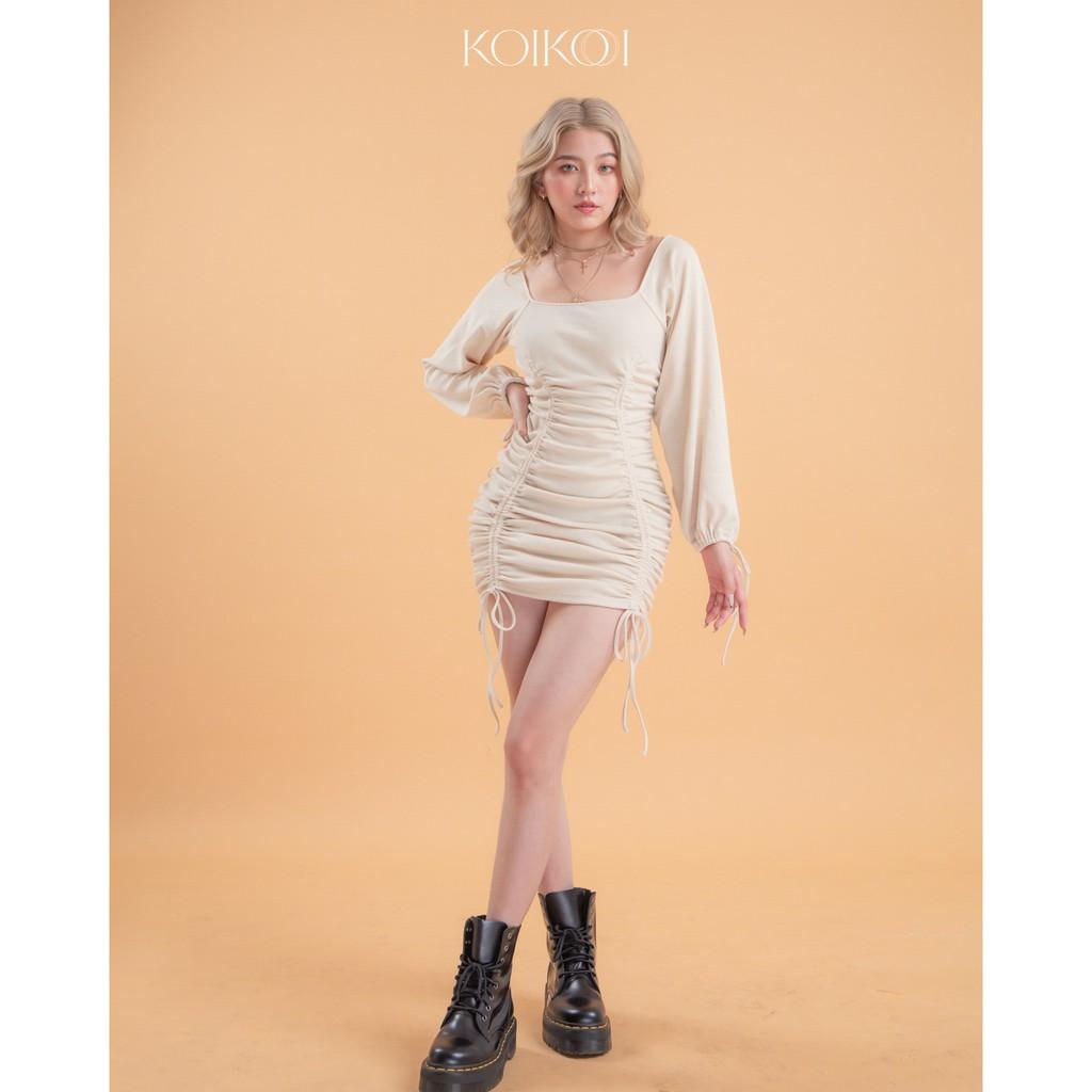 Đầm tay rút dún, tay phồng rút dây