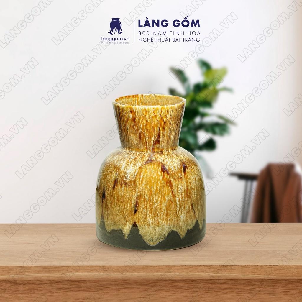 Bình hoa, lọ hoa Gốm sứ Bát Tràng cao cấp Men hỏa biến đầm dùng làm quà tặng, trang trí - Làng Gốm Bát Tràng