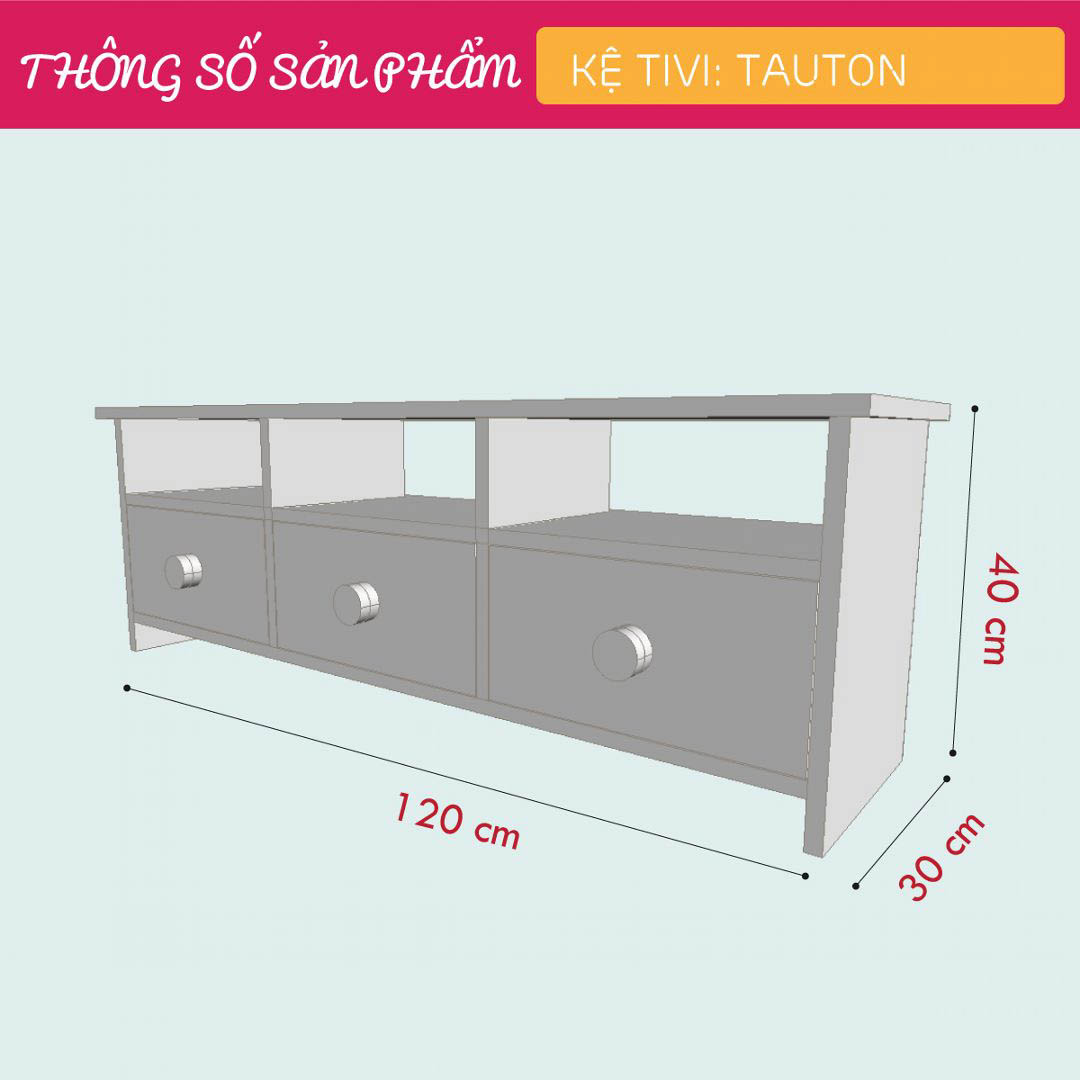Kệ tivi gỗ hiện đại SMLIFE Tauton | Gỗ MDF dày 17mm chống ẩm | D120xR30xC40cm