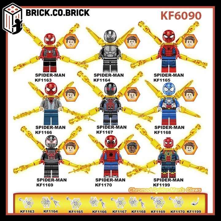 Đồ chơi Lắp ráp Người nhện Mạ vàng Tráng bóng Chân Nhân vật Siêu anh hùng Spider minifig KF6090