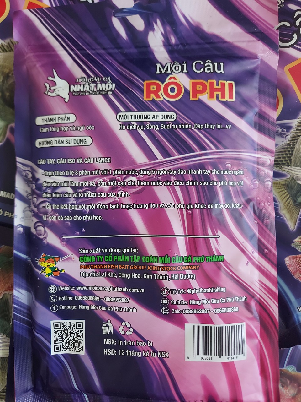 Mồi câu Rô Phi. Mồi câu cá Phú Thành