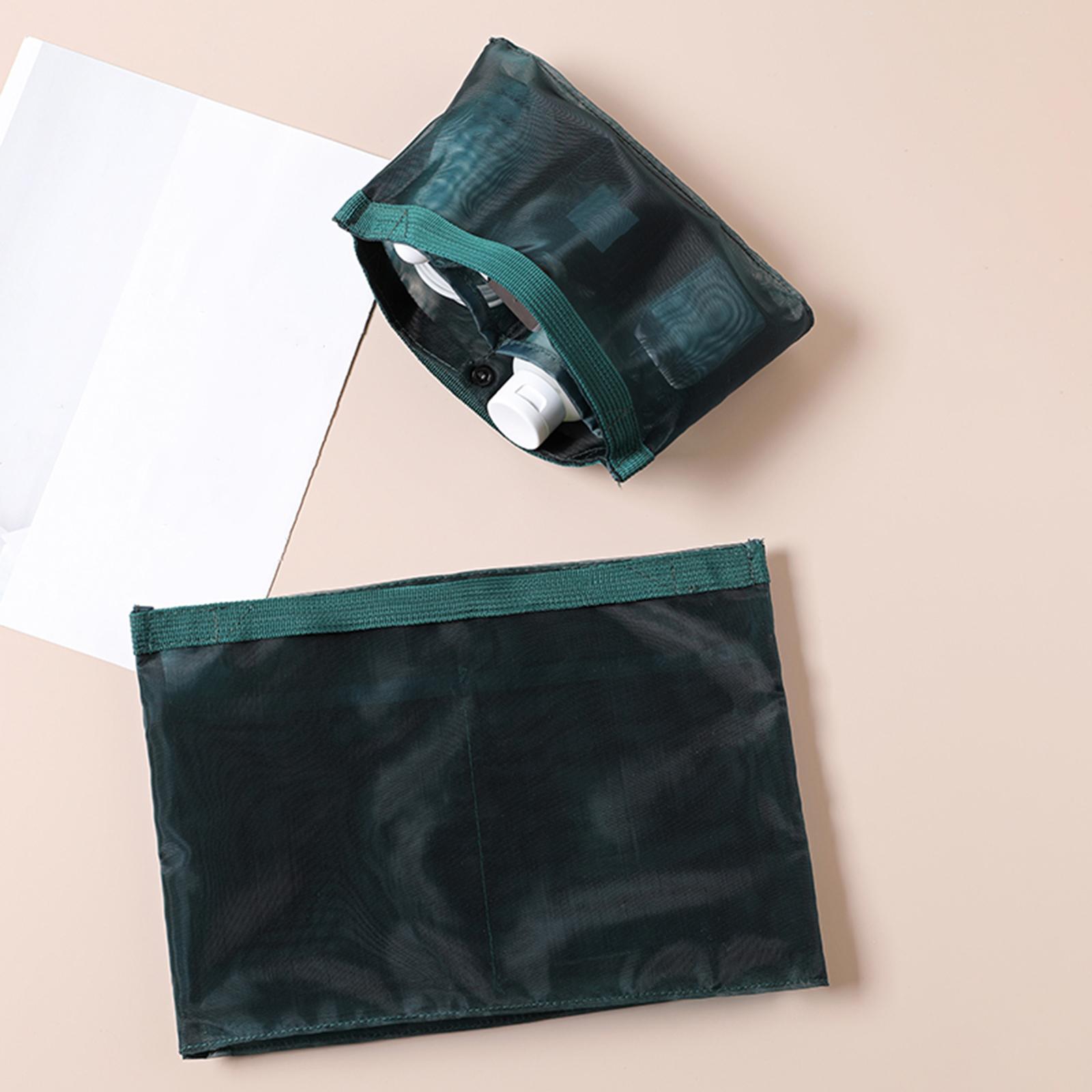 Portable Nylon Mesh Cosmetic Insert Pouch Toiletries Organizer Convenient Green