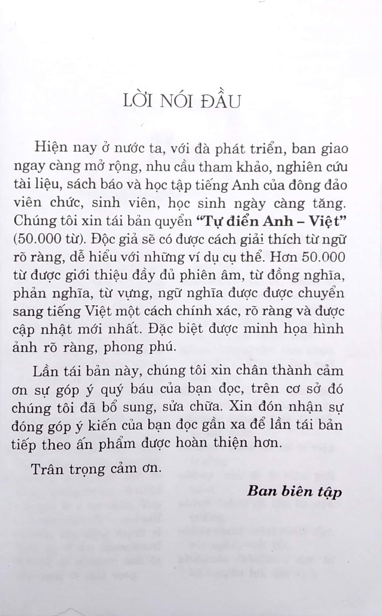 Từ Điển Anh - Việt (Khoảng 50.000 Từ)