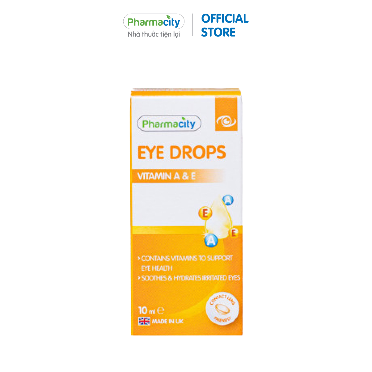 Dung dịch nhỏ mắt Pharmacity Eye Drops - Vitamin A &amp; E (Chai 10ml/ Hộp)