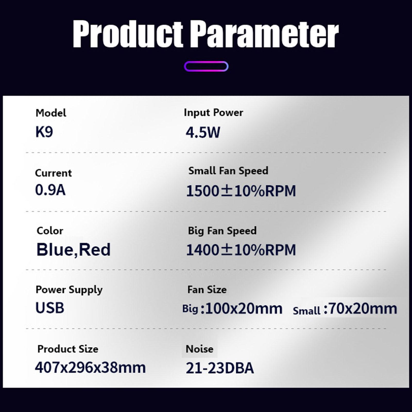 Gaming RGB Laptop Cooler Stand Cooling Pad for 12 to 18" Notebook