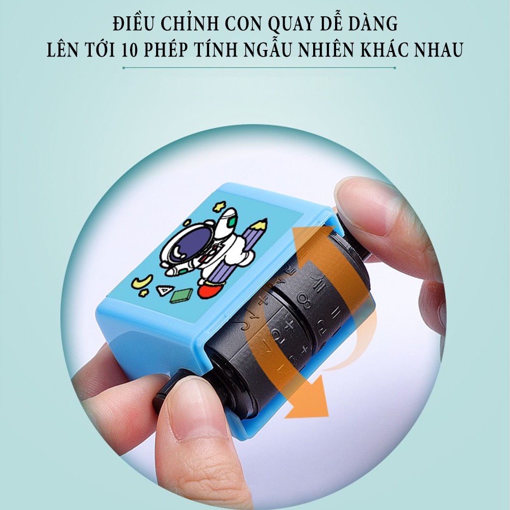 Máy in con lăn phép tính cho bé tiện lợi (tặng kèm 1 lọ mực), con lăn phép tính tự động