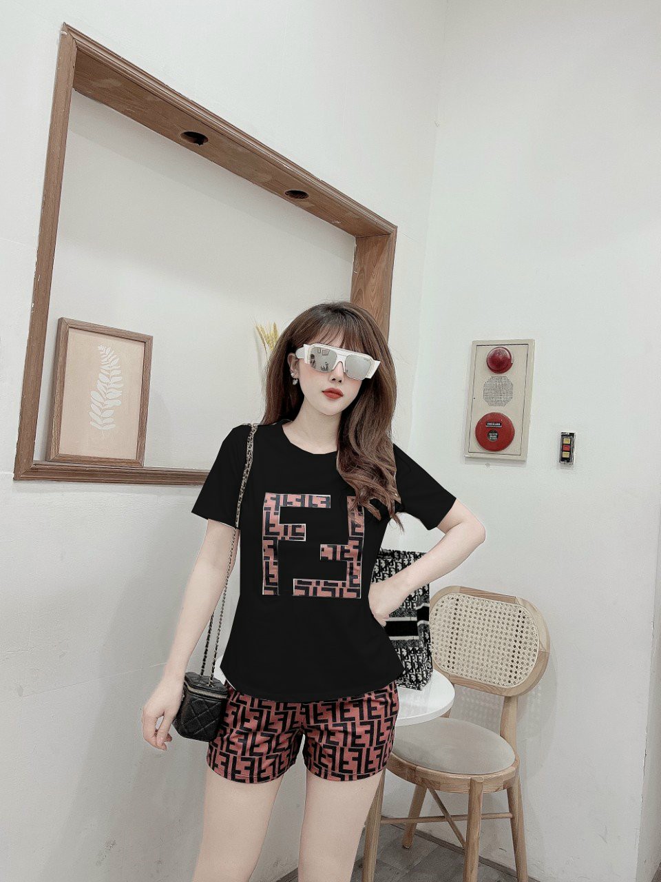 Đồ bộ thun đùi nữ form rộng chữ F